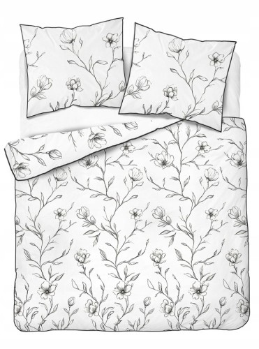 Pościel bawełniana 160x200 Perkal + 2x 70x80 Kwiaty Komplet Premium