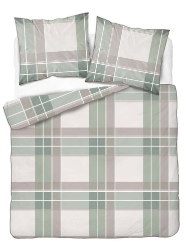 Pościel bawełniana 160x200 Perkal + 2x 70x80 Krata Komplet Premium