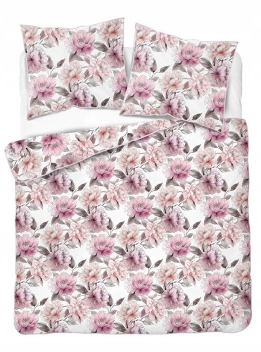 Pościel bawełniana 160x200 Perkal + 2x 70x80 Kwiaty Komplet Premium