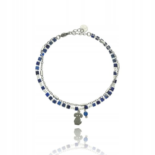 Delikatna bransoletka ze stali szlachetnej z naturalnym lapis lazuli Yvon