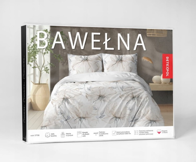 Pościel Bawełniana 220x200 + 2x70x80 Komplet 3cz 100% Bawełna