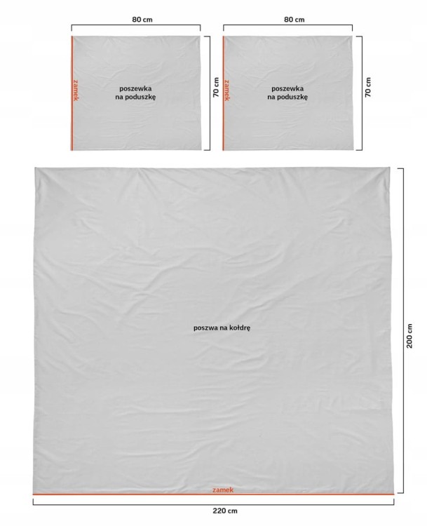Pościel Bawełniana 220x200 + 2x70x80 Komplet 3cz 100% Bawełna