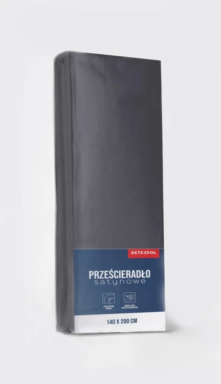 Prześcieradło satynowe z gumką 220cm x 200cm Grafitowe