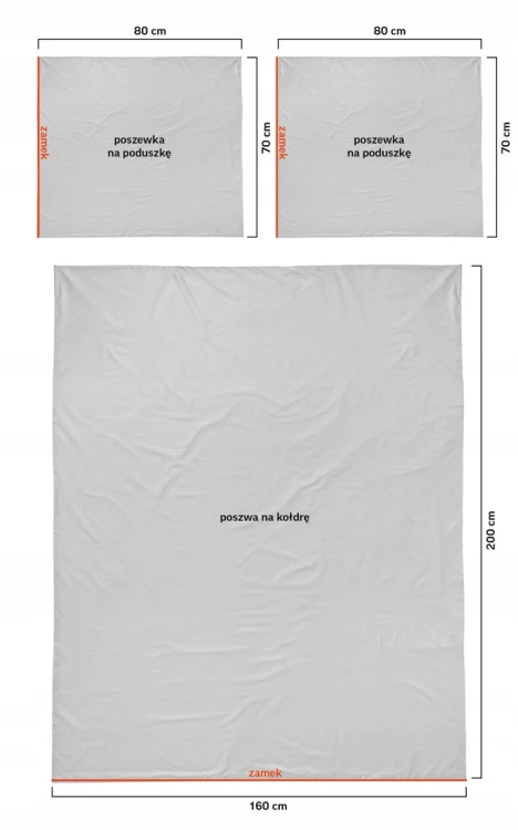 Pościel jednokolorowa, kołdra 160cmx200cm + 2x poduszka 70cmx80cm piaskowy