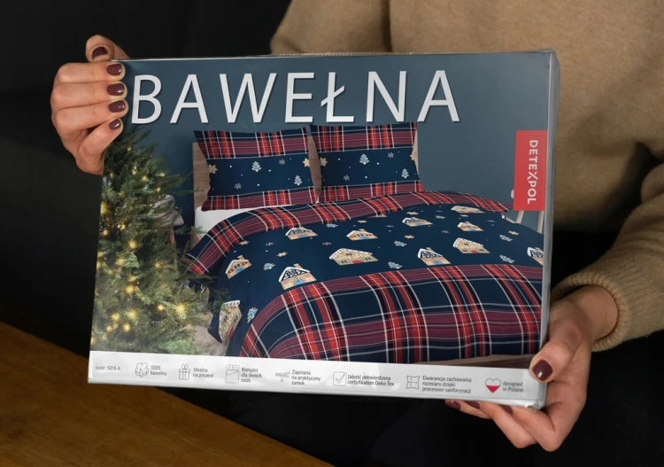 Pościel 220x200 100% Bawełna 3cz – Świąteczna Piernikowa Chatka