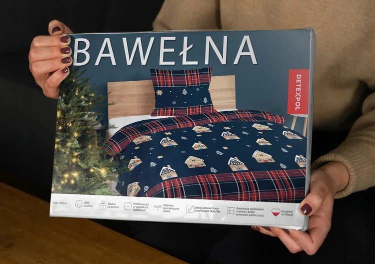 Pościel 220x200 100% Bawełna 3cz – Świąteczna Piernikowa Chatka
