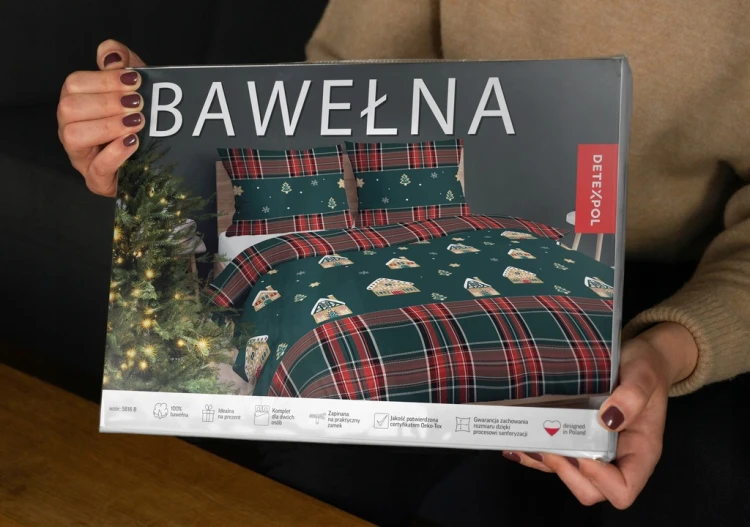 Pościel 220x200 100% Bawełna 3cz – Świąteczna Piernikowa Chatka