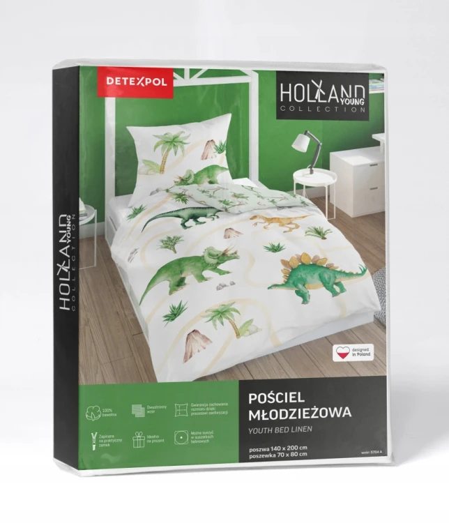 Pościel MŁODZIEŻOWA kołdra160cm x 200cm + 1xpoduszka 70cm x 80cm Dinozaur