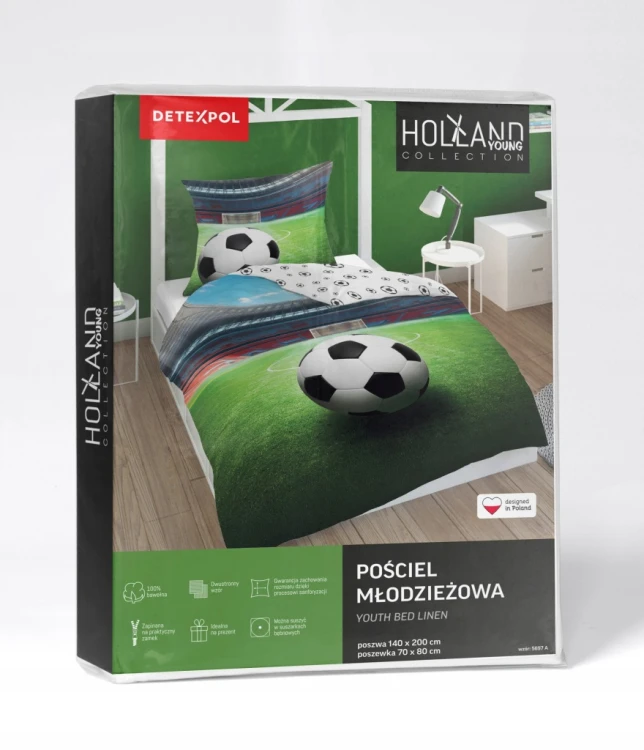 Pościel MŁODZIEŻOWA kołdra160cm x 200cm + 1xpoduszka 70cm x 80cm Piłka