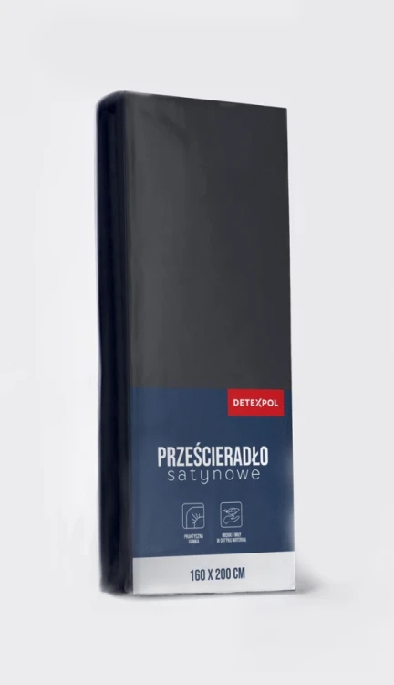 Prześcieradło satynowe z gumką 90cm x 200cm CZARNE