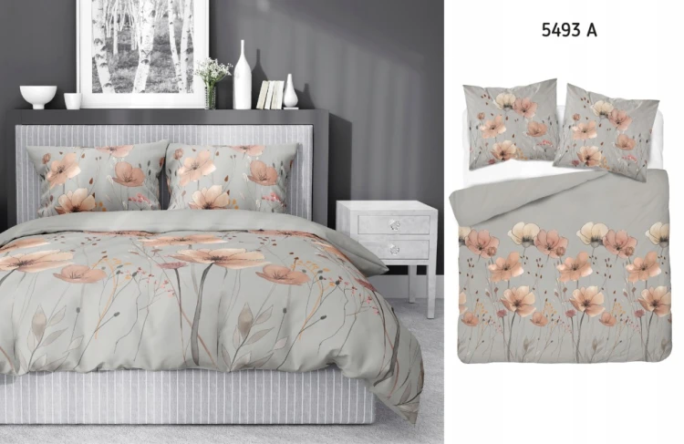Pościel bawełniana Kwiaty 220x200 + 2 poszewki 70x80 100% bawełna