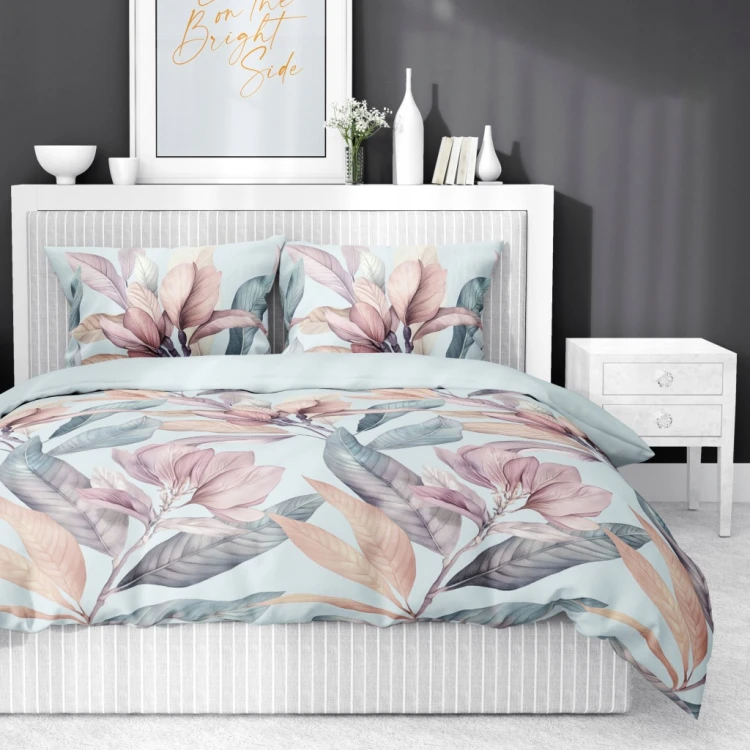 Pościel bawełniana Kwiaty 220x200 + 2 poszewki 70x80 100% bawełna
