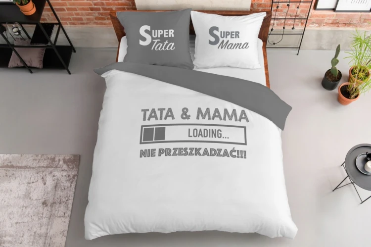 Pościel bawełniana 160x200 + 2x 70x80 komplet Tata Mama