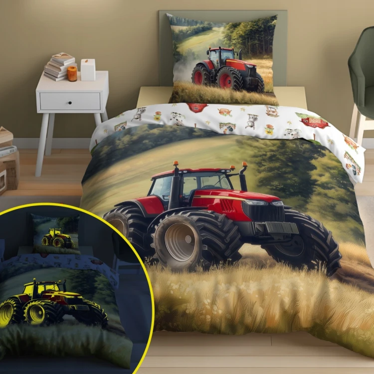 Pościel TRAKTOR świecąca w ciemności młodzieżowa 160x200 poszewka 70x80