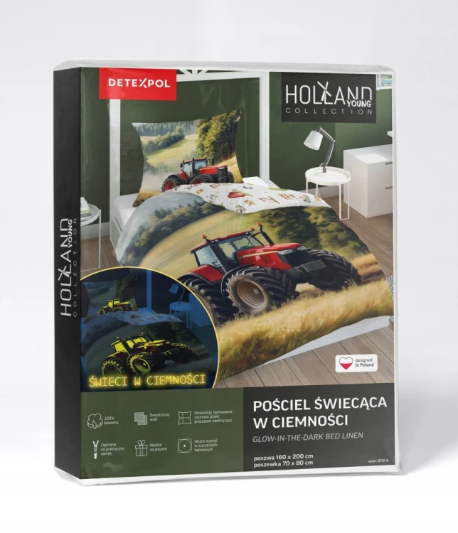 Pościel TRAKTOR świecąca w ciemności młodzieżowa 160x200 poszewka 70x80