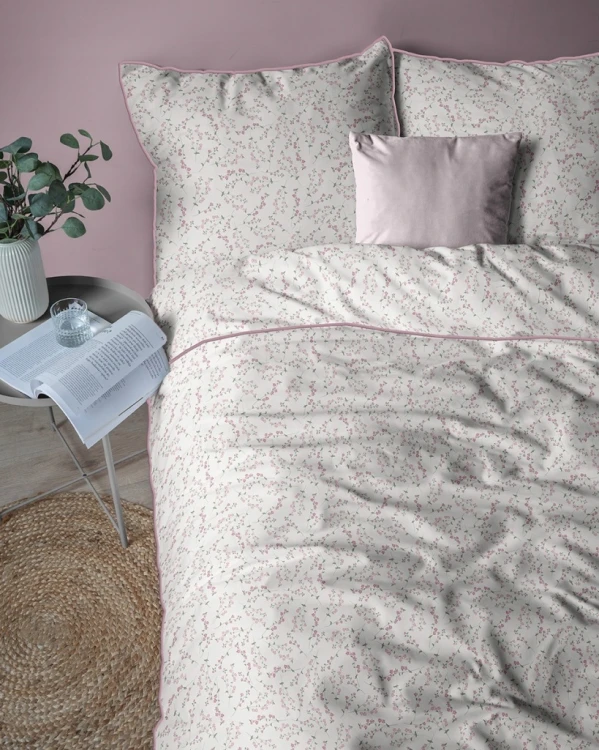 Pościel bawełniana 220x200 Perkal + 2x 70x80 Kwiaty Komplet Premium