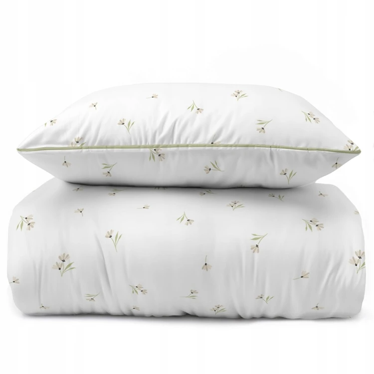 Pościel bawełniana 220x200 Perkal + 2x 70x80 Kwiaty Komplet Premium