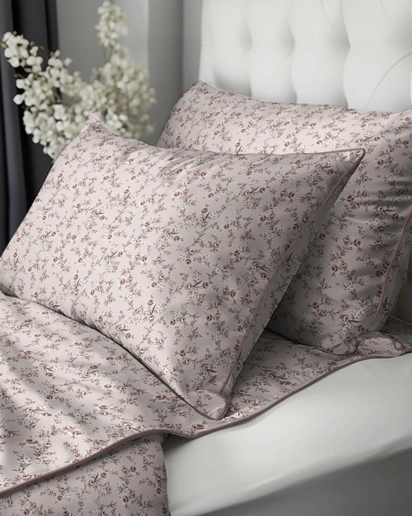 Pościel bawełniana 220x200 Perkal + 2x 70x80 Kwiaty Komplet Premium