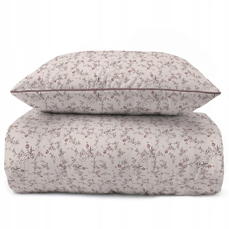 Pościel bawełniana 220x200 Perkal + 2x 70x80 Kwiaty Komplet Premium