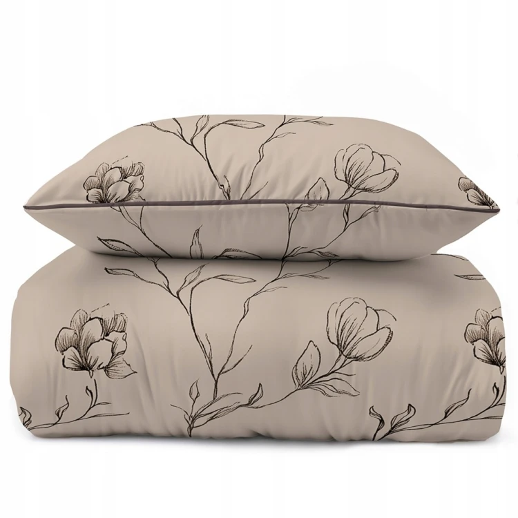 Pościel bawełniana 220x200 Perkal + 2x 70x80 Kwiaty Komplet Premium