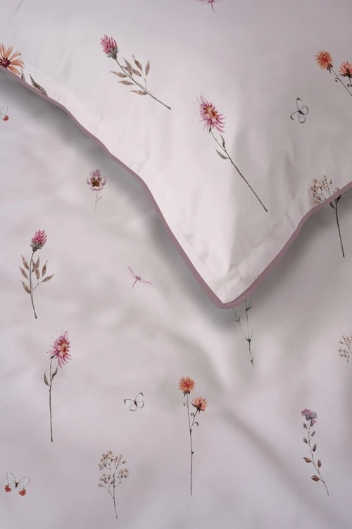 Pościel bawełniana 220x200 Perkal + 2x 70x80 Kwiaty Komplet Premium