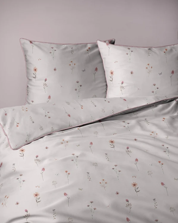 Pościel bawełniana 220x200 Perkal + 2x 70x80 Kwiaty Komplet Premium