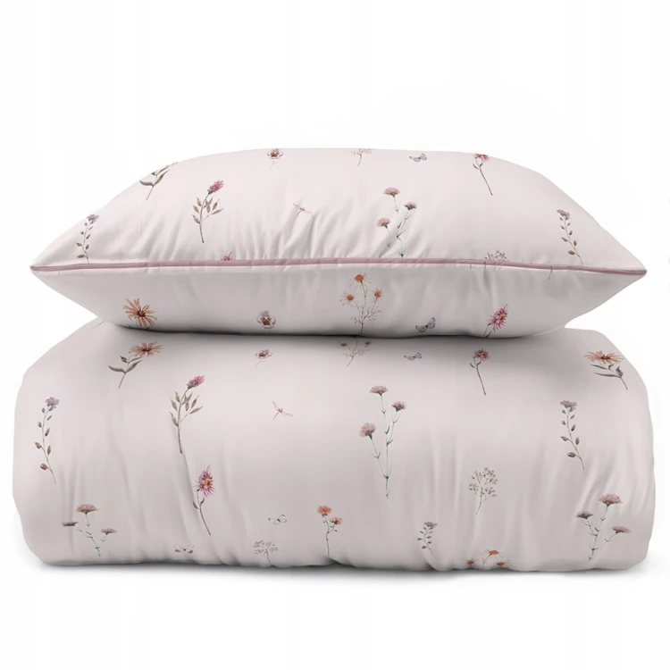 Pościel bawełniana 220x200 Perkal + 2x 70x80 Kwiaty Komplet Premium
