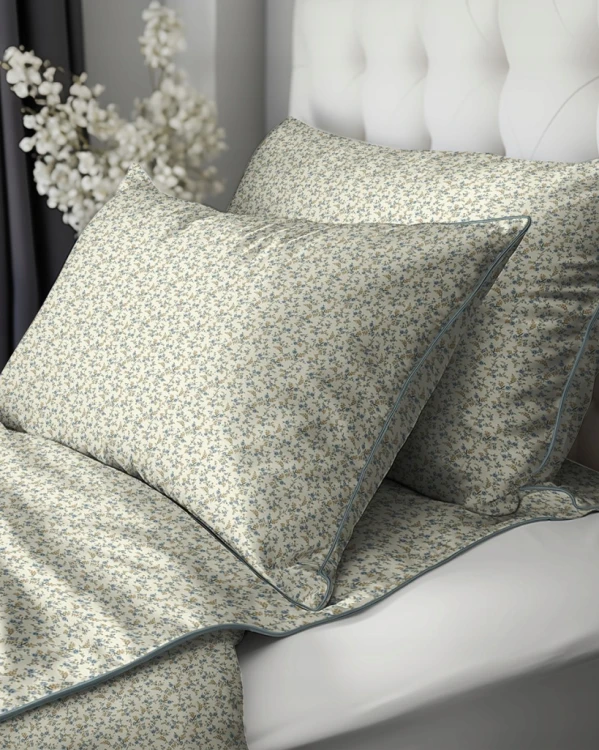 Pościel bawełniana 160x200 Perkal + 2x 70x80 Kwiaty Komplet Premium