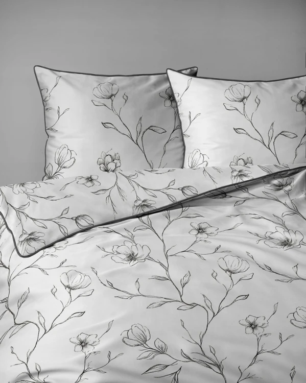 Pościel bawełniana 160x200 Perkal + 2x 70x80 Kwiaty Komplet Premium