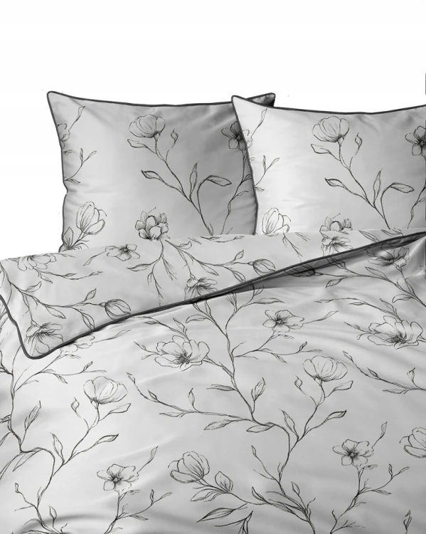 Pościel bawełniana 160x200 Perkal + 2x 70x80 Kwiaty Komplet Premium