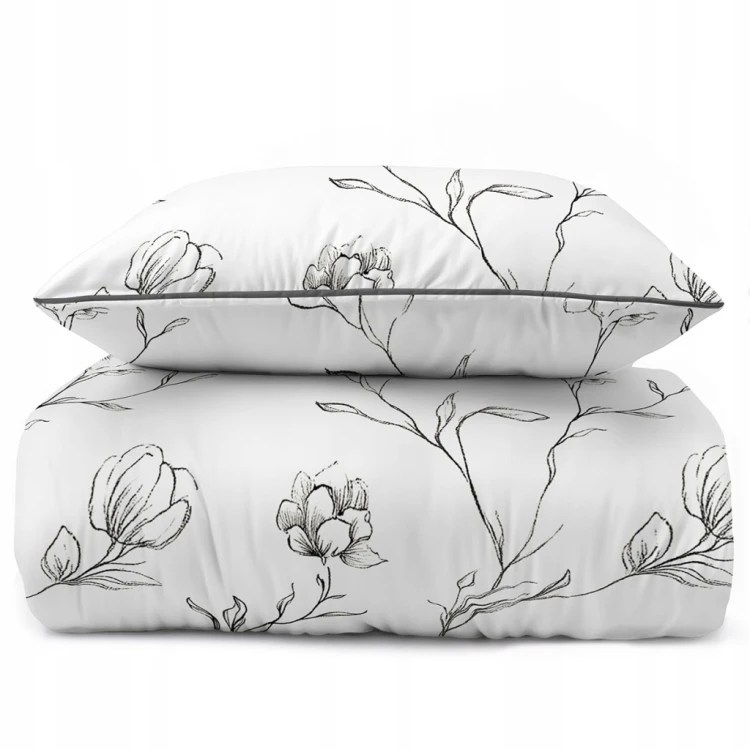 Pościel bawełniana 160x200 Perkal + 2x 70x80 Kwiaty Komplet Premium