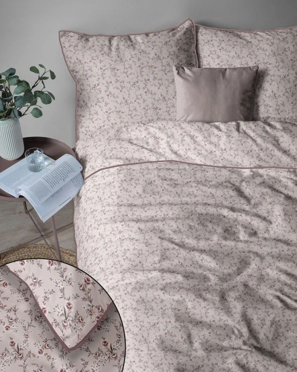 Pościel bawełniana 160x200 Perkal + 2x 70x80 Kwiaty Komplet Premium