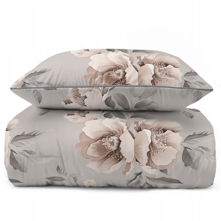 Pościel bawełniana 160x200 Perkal + 2x 70x80 Kwiaty Komplet Premium
