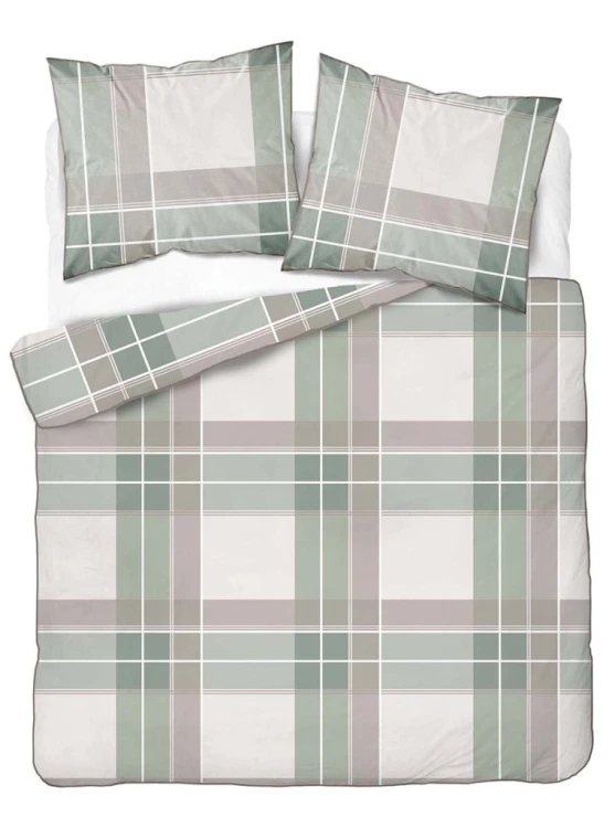 Pościel bawełniana 160x200 Perkal + 2x 70x80 Krata Komplet Premium
