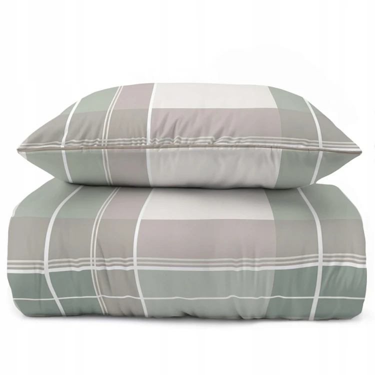 Pościel bawełniana 160x200 Perkal + 2x 70x80 Krata Komplet Premium