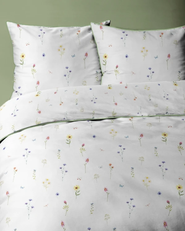 Pościel bawełniana 160x200 Perkal + 2x 70x80 Kwiaty Komplet Premium