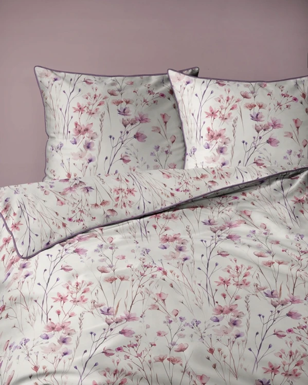 Pościel bawełniana 160x200 Perkal + 2x 70x80 Kwiaty Komplet Premium