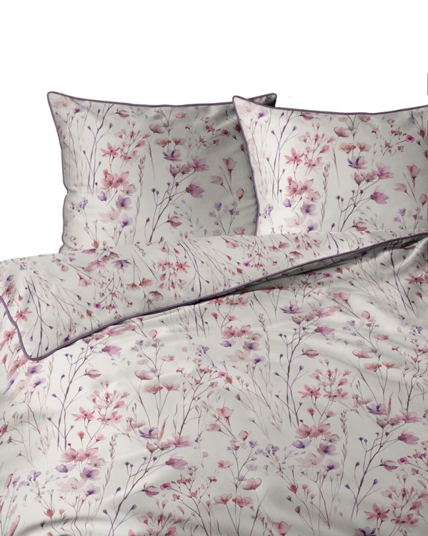 Pościel bawełniana 160x200 Perkal + 2x 70x80 Kwiaty Komplet Premium