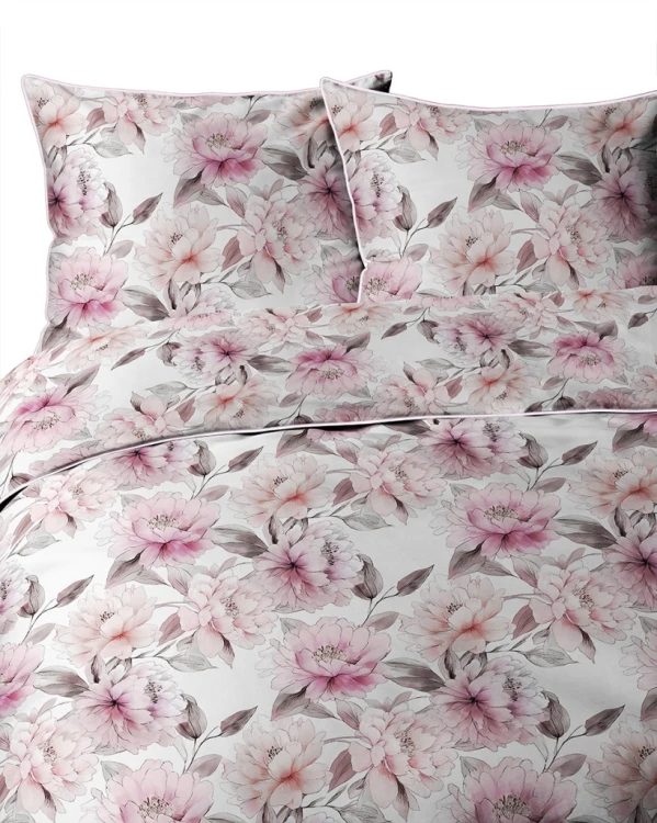 Pościel bawełniana 160x200 Perkal + 2x 70x80 Kwiaty Komplet Premium