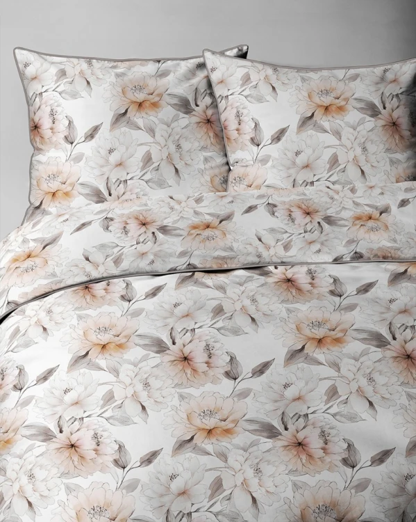 Pościel bawełniana 160x200 Perkal + 2x 70x80 Kwiaty Komplet Premium