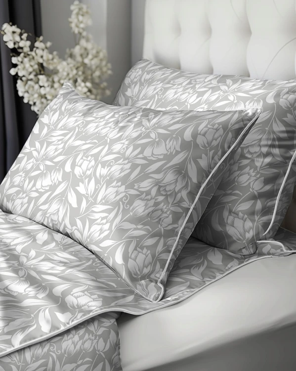 Pościel bawełniana 160x200 Perkal + 2x 70x80 Kwiaty Komplet Premium