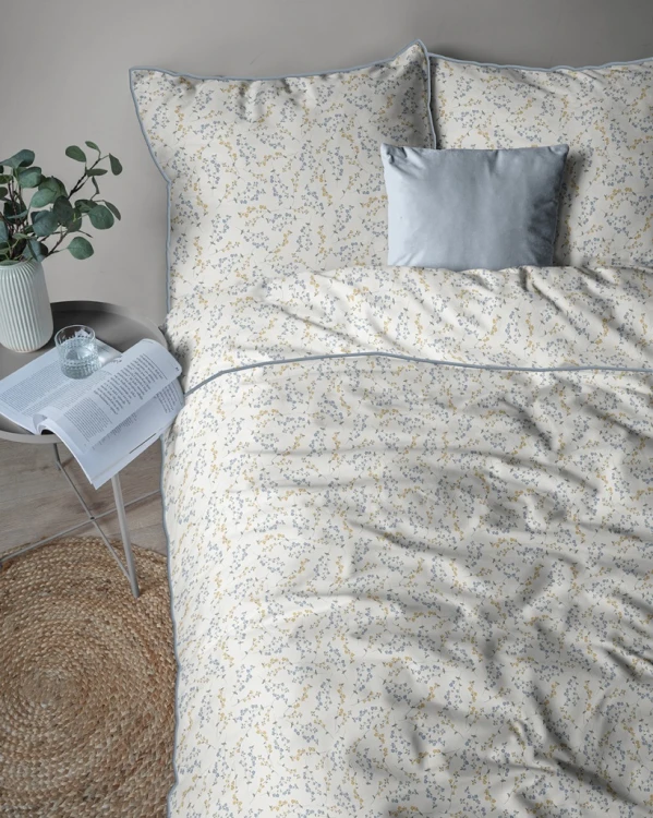 Pościel bawełniana 160x200 Perkal + 2x 70x80 Kwiaty Komplet Premium