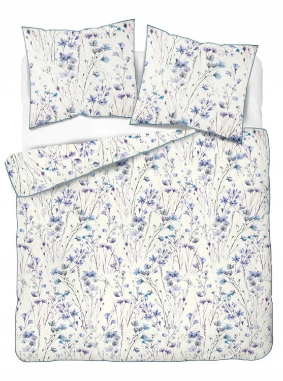 Pościel bawełniana 160x200 Perkal + 2x 70x80 Kwiaty Komplet Premium