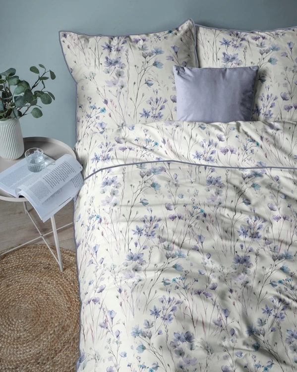 Pościel bawełniana 160x200 Perkal + 2x 70x80 Kwiaty Komplet Premium