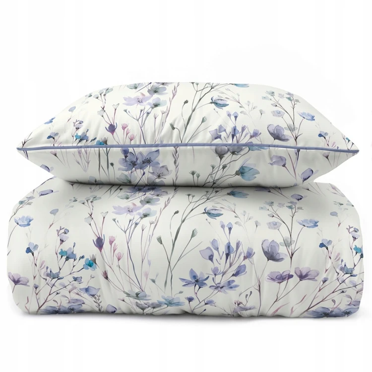 Pościel bawełniana 160x200 Perkal + 2x 70x80 Kwiaty Komplet Premium