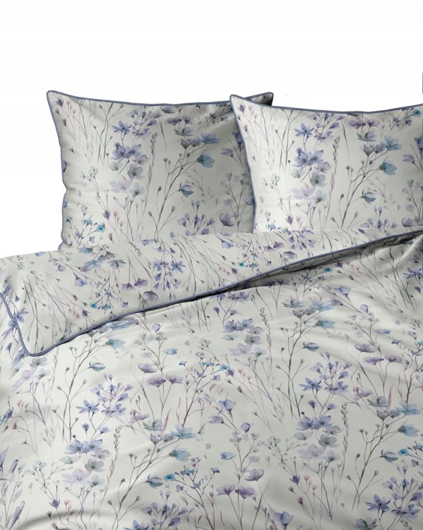 Pościel bawełniana 220x200 Perkal + 2x 70x80 Kwiaty Komplet Premium