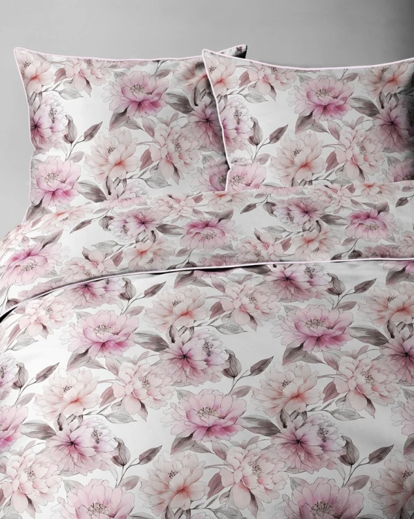 Pościel bawełniana 220x200 Perkal + 2x 70x80 Kwiaty Komplet Premium