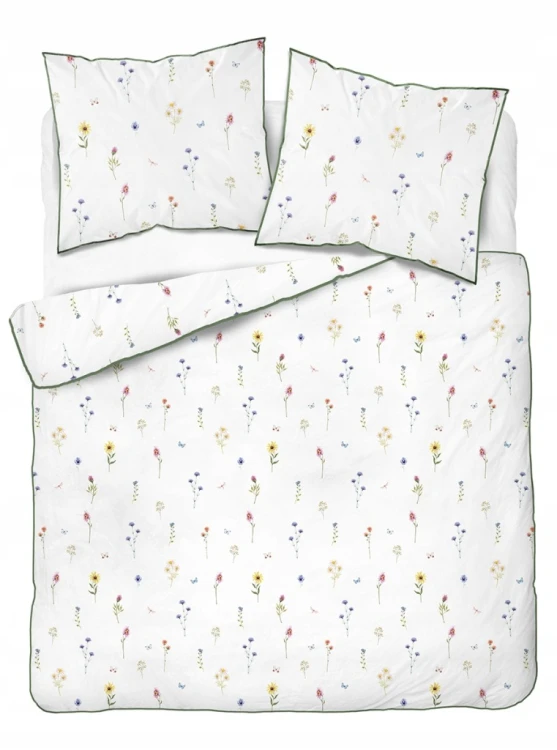 Pościel bawełniana 220x200 Perkal + 2x 70x80 Kwiaty Komplet Premium