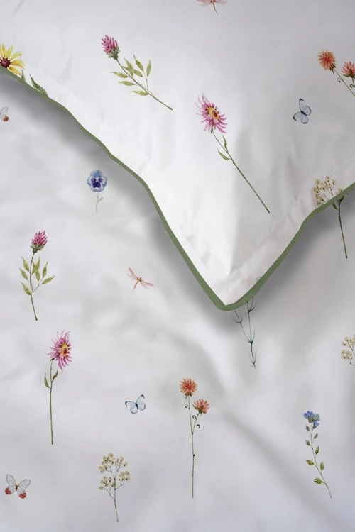 Pościel bawełniana 220x200 Perkal + 2x 70x80 Kwiaty Komplet Premium