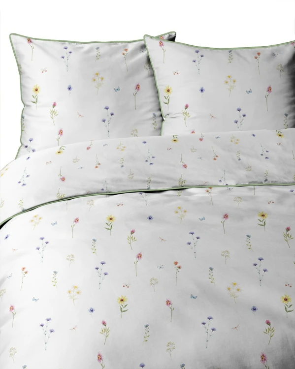 Pościel bawełniana 220x200 Perkal + 2x 70x80 Kwiaty Komplet Premium